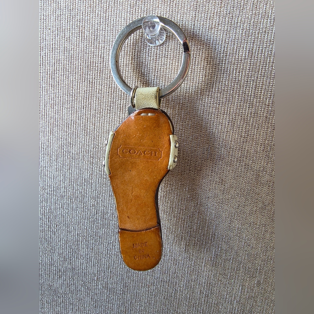 Coach Vintage Rare White Sandal Keychain With Rhinestone Buckle - Picture 2 of 8